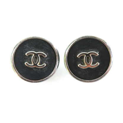 CHANEL Earrings Cocomark Metal/Plastic Gunmetal/Black Women's