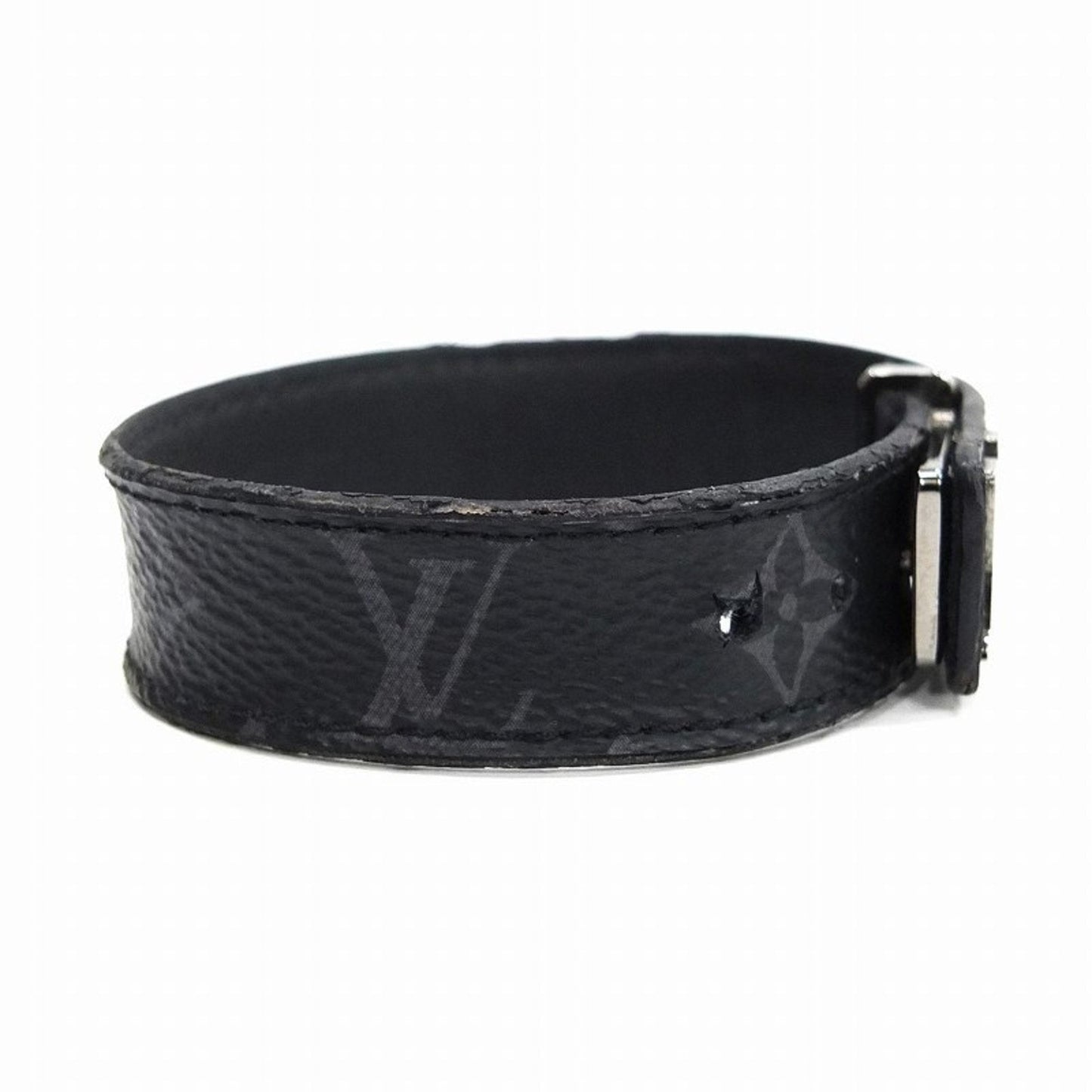 LOUIS VUITTON Monogram Eclipse Brasserie LV Bracelet 19 M6456 Louis Vuitton Leather Unisex Black Gray