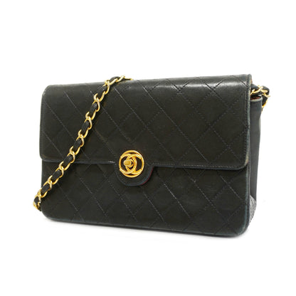 CHANEL  Shoulder Lambskin Women's Leather Shoulder Bag Black