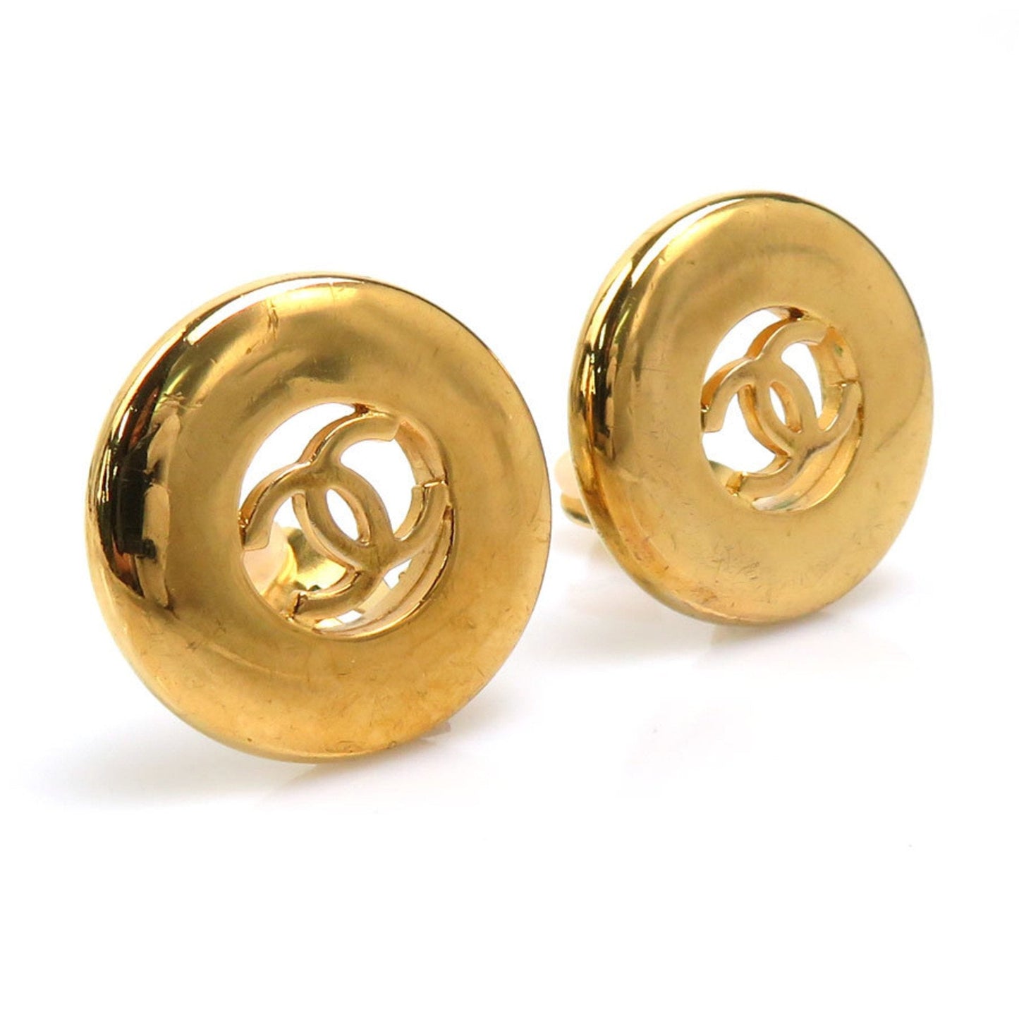 CHANEL earrings here mark metal gold ladies