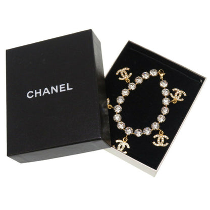 CHANEL Cocomark Rhinestone 95A Gold Bracelet