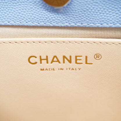 CHANEL   Matelasse Chain Shoulder Women's Caviar Leather Light Blue