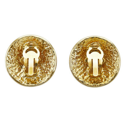 CHANEL Round Coco Mark Earrings Gold Plated Ladies