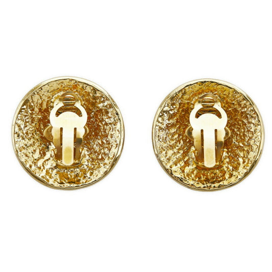 CHANEL Round Coco Mark Earrings Gold Plated Ladies