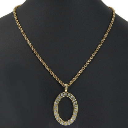 CHRISTIAN DIOR Circle Vintage Gold Plated x Rhinestone Women's Necklace