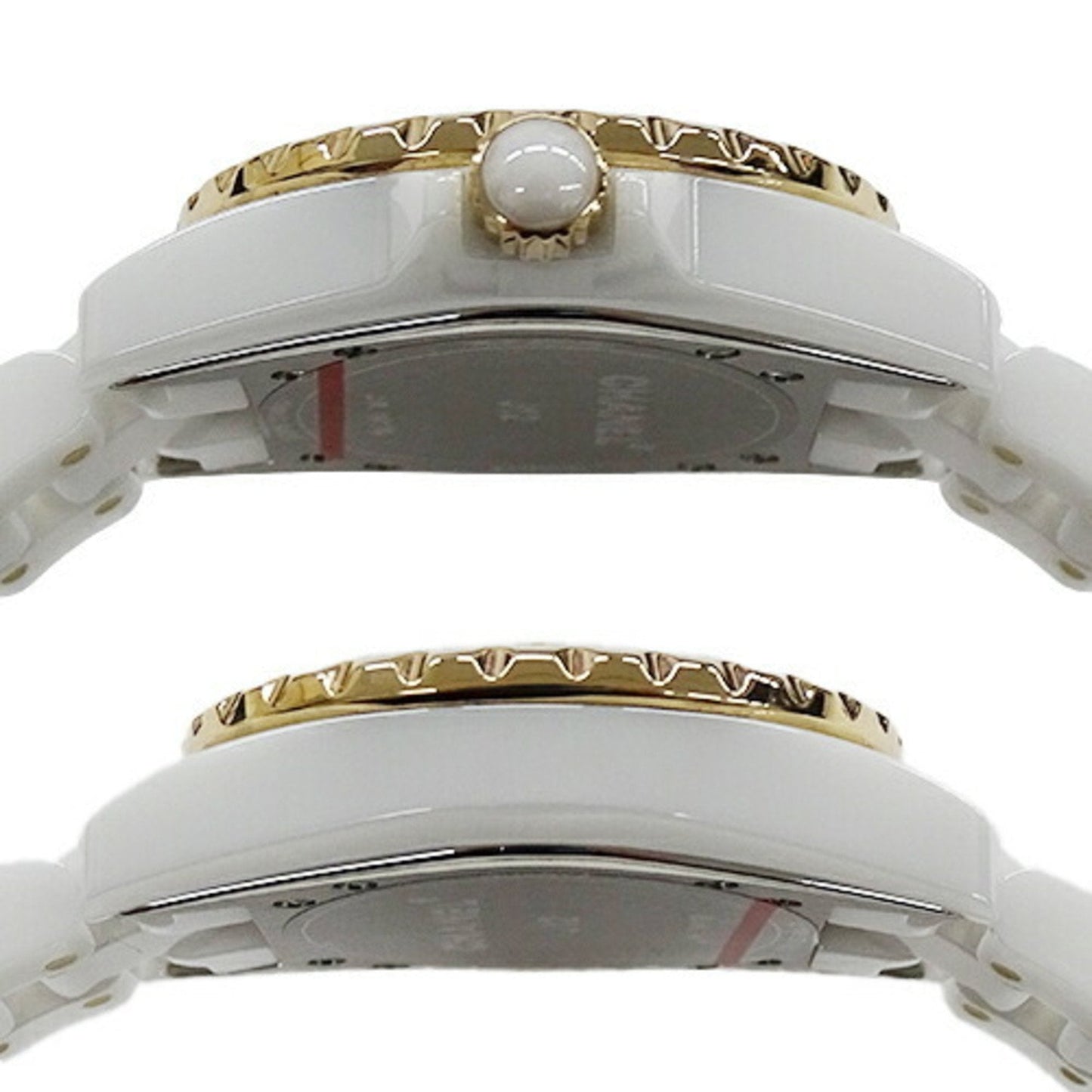 CHANEL Watch Ladies J12 11P Diamond Date Quartz White Ceramic Stainless SS PG H2181 Polished