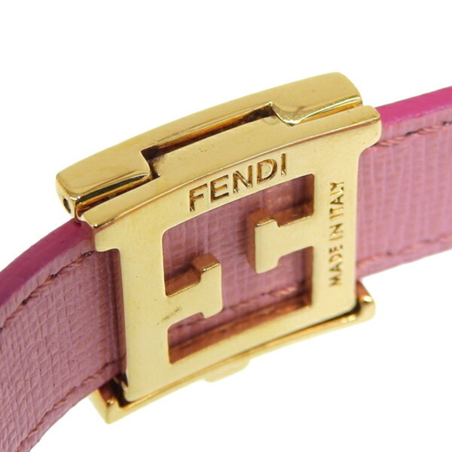 FENDI Leather FF Logo Bracelet 8AG408 Pink Ladies