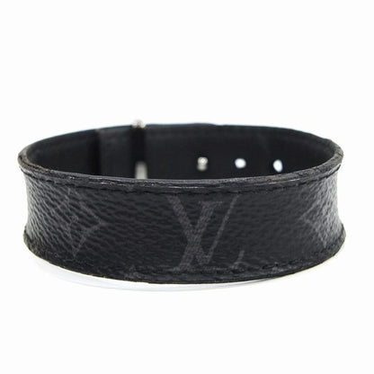 LOUIS VUITTON Monogram Eclipse Brasserie LV Bracelet 19 M6456 Louis Vuitton Leather Unisex Black Gray