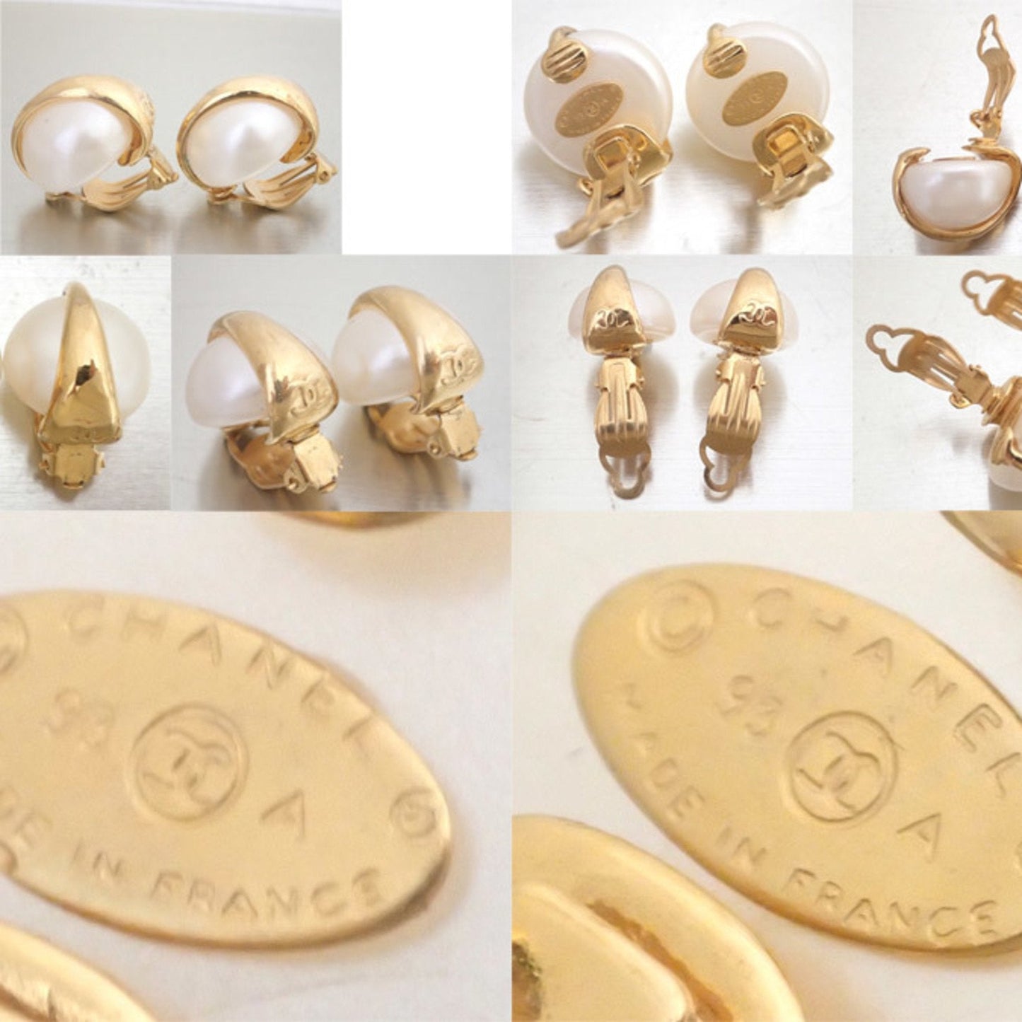 CHANEL Earrings Coco Mark Metal/Fake Pearl Gold x White Women's