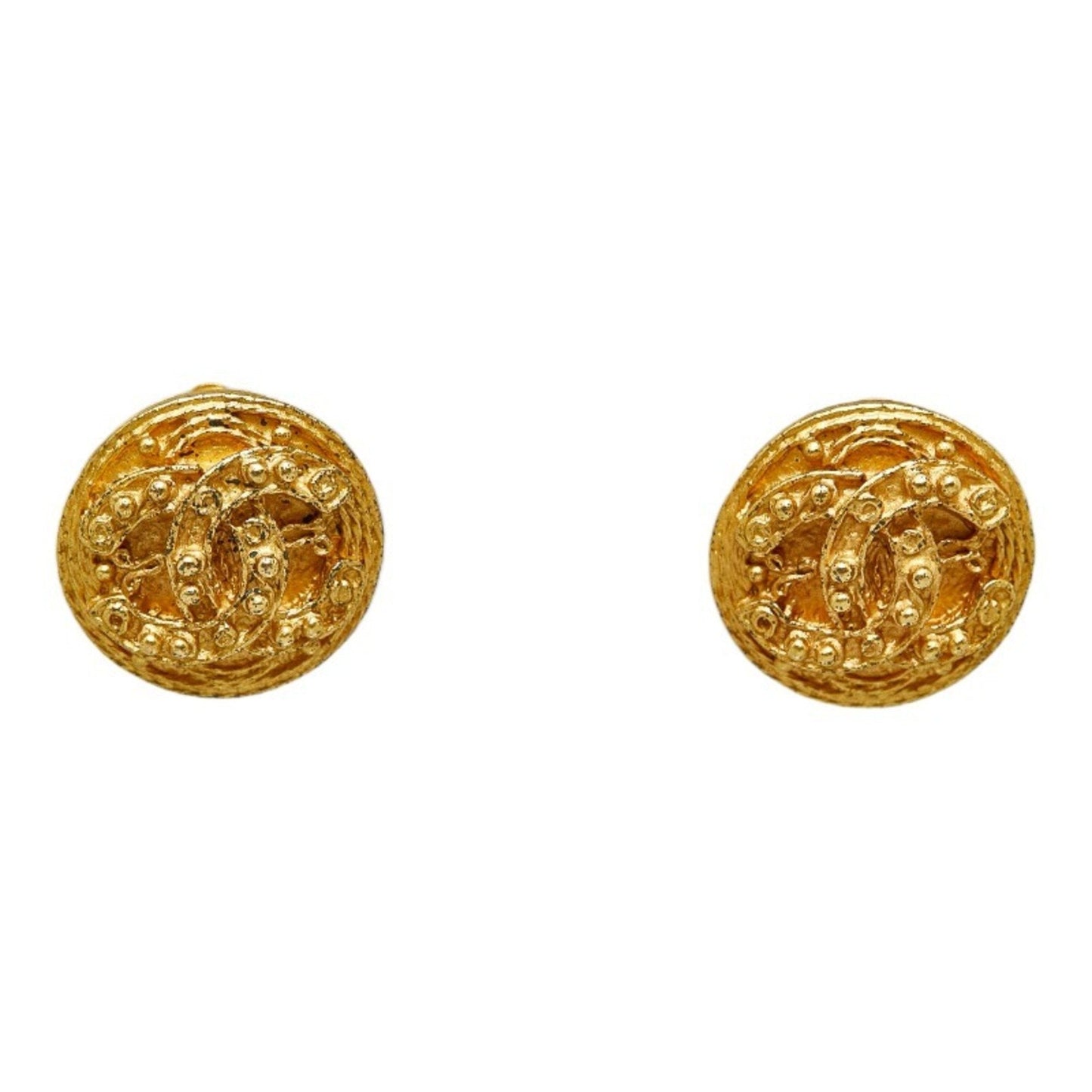 CHANEL coco mark earrings gold plated ladies