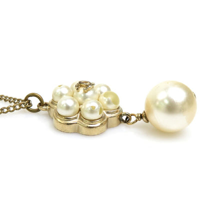 CHANEL Necklace Coco Mark Metal/Fake Pearl Gold/White Women's e55831a