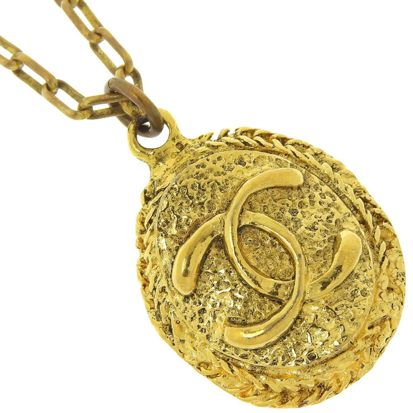 CHANEL Cocomark Necklace Pendant Vintage Gold Plated Ladies