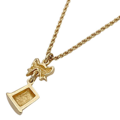 Christian Dior necklace Lady's ribbon gold pendant