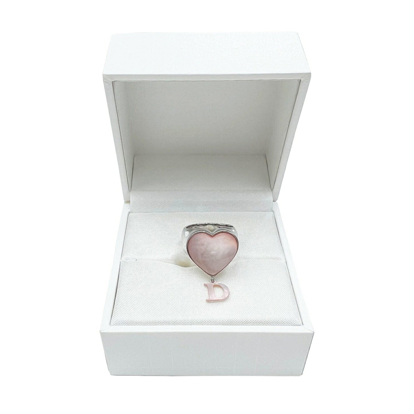 CHRISTIAN DIOR Heart Ring Pink Shell Silver