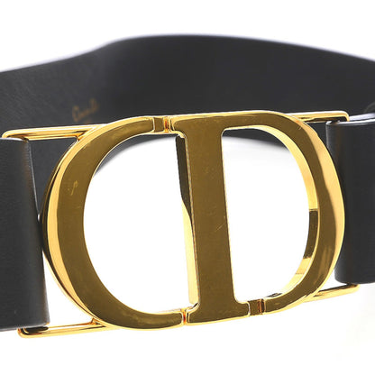 CHRISTIAN DIOR Dior CD Buckle Belt Leather Black Gold Hardware