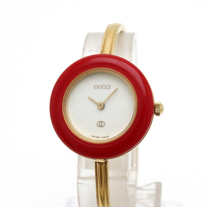 GUCCI Change Bezel White Dial GP Ladies Quartz Watch