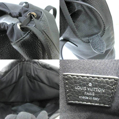 Louis Vuitton Bag Cover Light Drawstring Tote Black Semi-Shoulder LV Circle Men's Taurillon Leather M55000