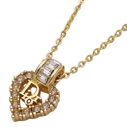 CHRISTIAN DIOR Necklace Women's Heart Gold Rhinestone