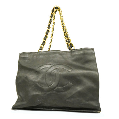 CHANEL   Chain Shoulder Women's Leather Tote Bag Black