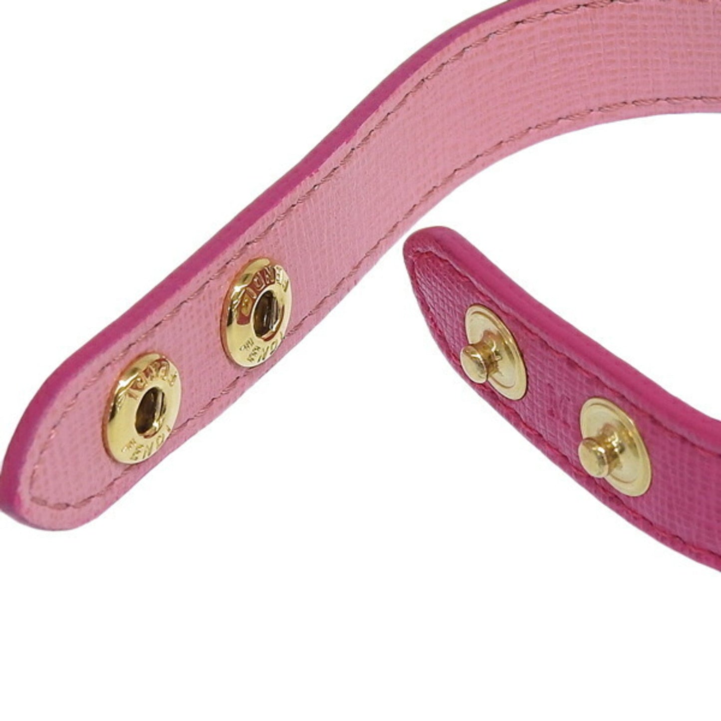 FENDI Leather FF Logo Bracelet 8AG408 Pink Ladies