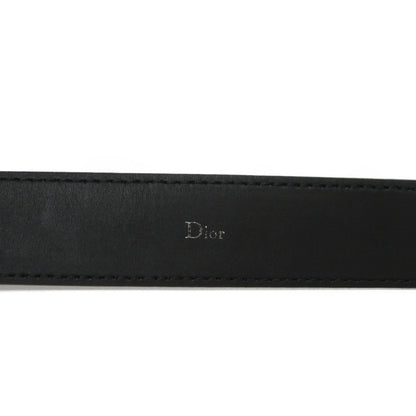 DIOR HOMME Belt DIOR Signature 3mm 90 Grained Calf Black Silver Logo 4173PLTAB_H00N Men's