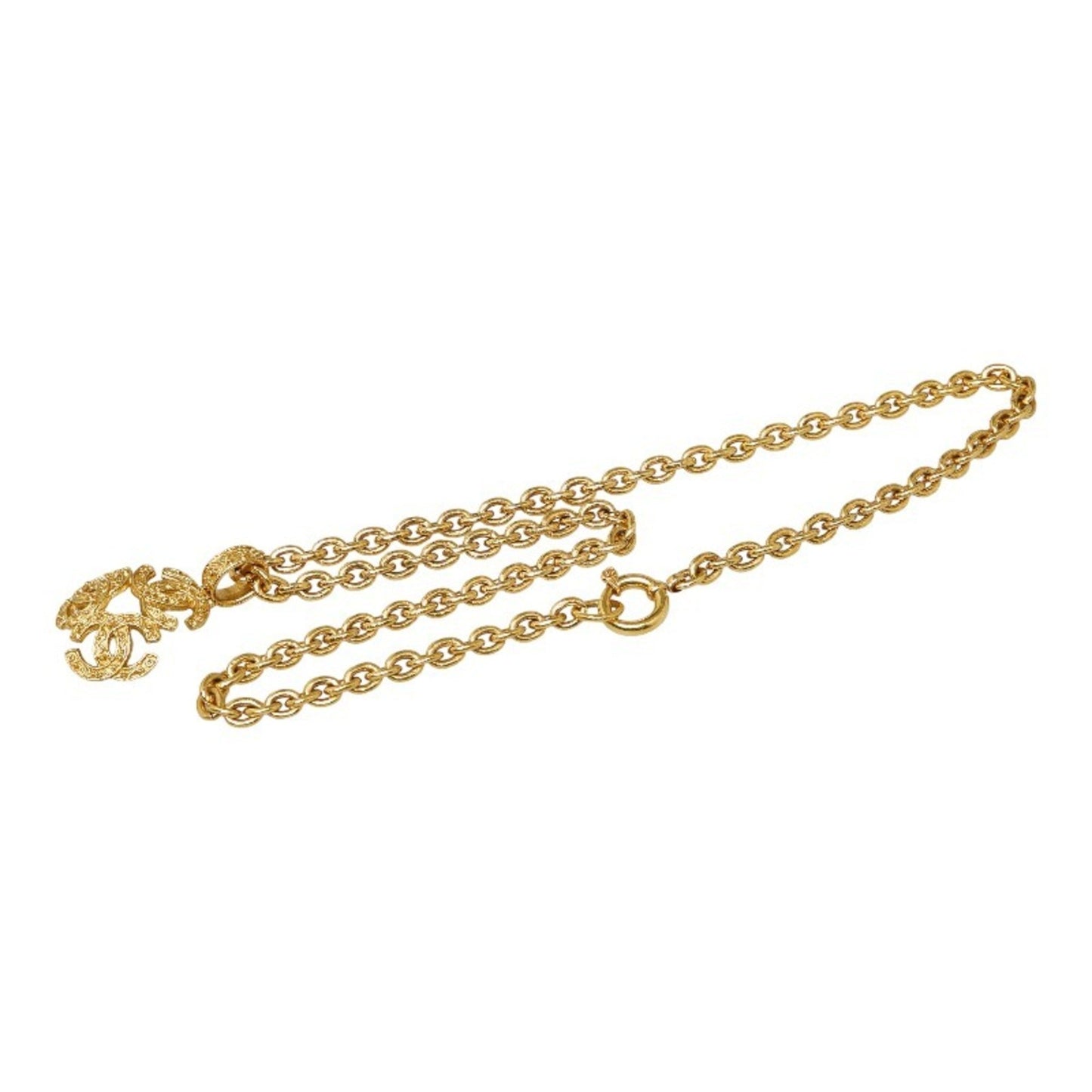 CHANEL Triple Coco Mark Necklace Gold Plated Men's