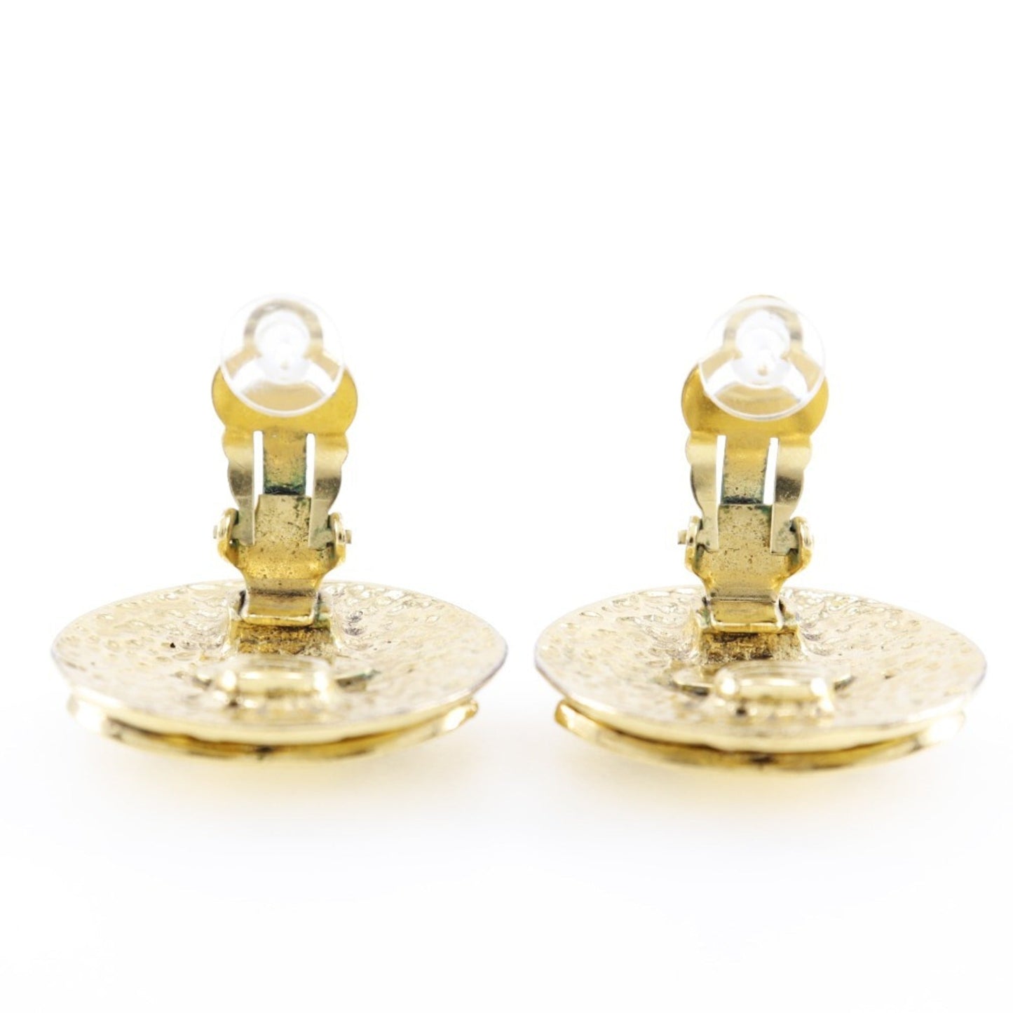 CHANEL here mark earrings matelasse vintage gold plated 94P ladies