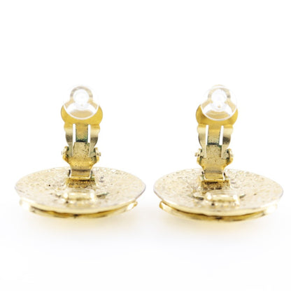 CHANEL here mark earrings matelasse vintage gold plated 94P ladies