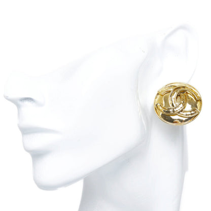 CHANEL Round Coco Mark Earrings Gold Plated Ladies