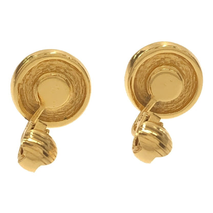 CHRISTIAN DIOR Logo Earrings Gold Stone Small Black Women's Accessories