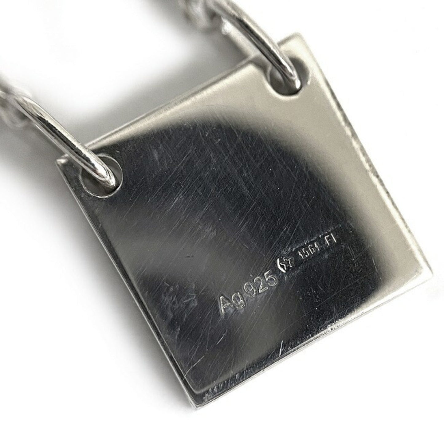 Gucci Trademark Necklace Silver 223514 Ag 925 GUCCI Square Plate Pendant Women's Men's