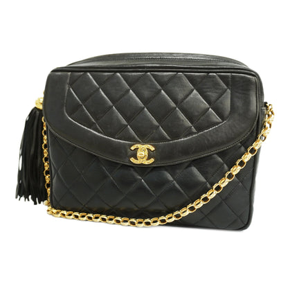 CHANEL   Matelasse Chain Shoulder With Fringes Women's Leather Black