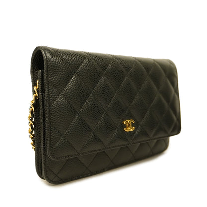 CHANEL   Matelasse Chain Shoulder Gold Hardware Caviar Leather Black