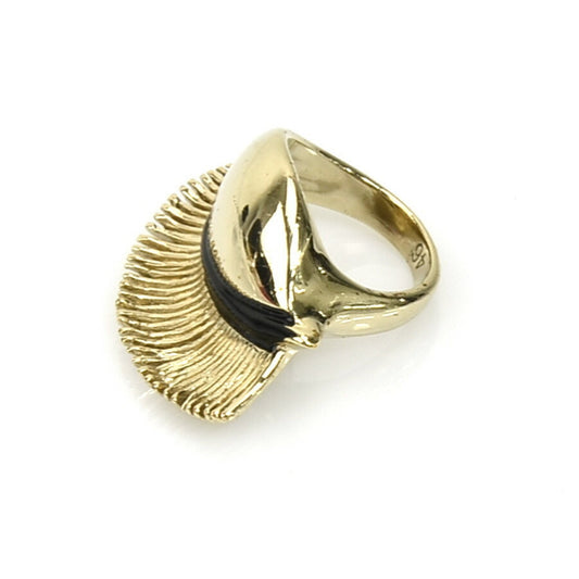 CHRISTIAN DIOR Ring Metal Gold x Black Women's No. 6