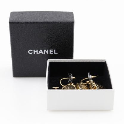 CHANEL 3P charm earrings here mark swing gold plated ladies