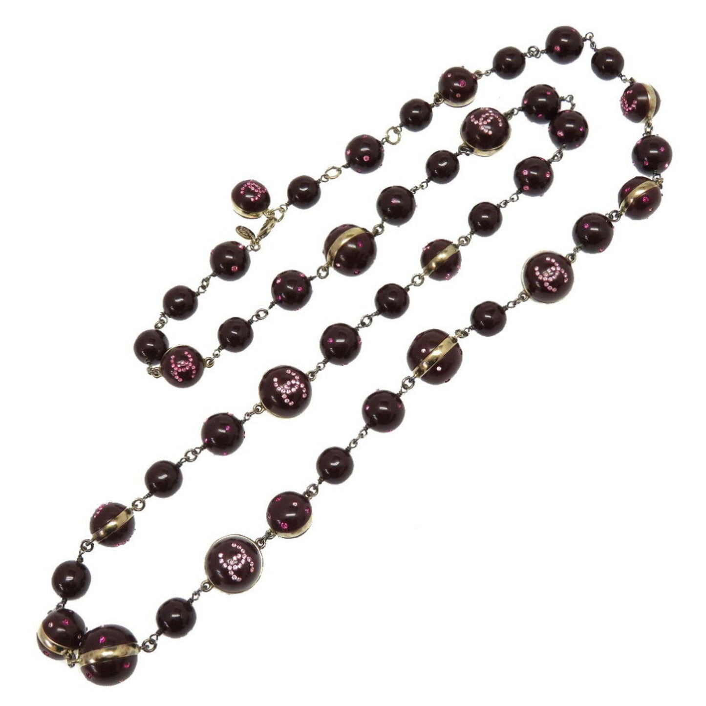 Chanel Coco Mark Stone Bordeaux 08A Necklace Accessory 0065 CHANEL