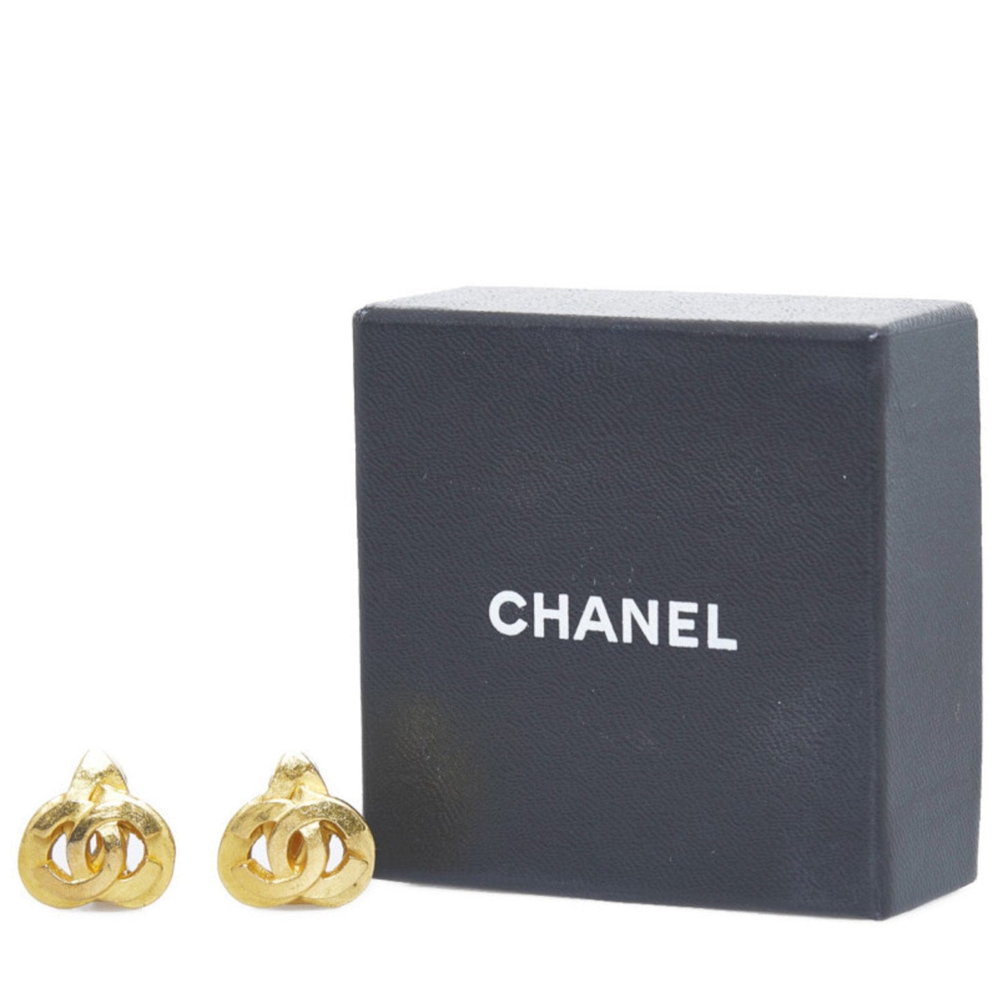 CHANEL Coco Mark Heart Motif Earrings Gold Plated Ladies