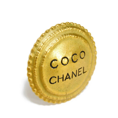 CHANEL Earrings Round Large COCO GP Black Gold 94A Vintage Clip-on Logo Women's Accessories Jewelry