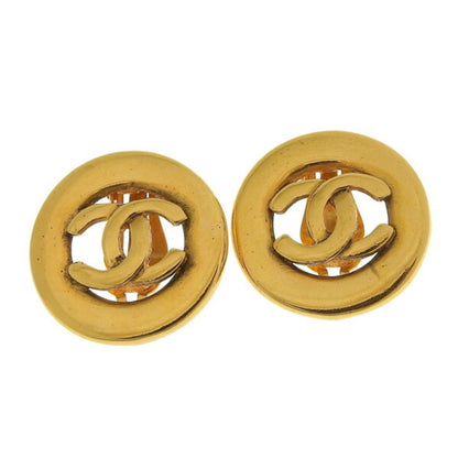 CHANEL Cocomark round earrings gold ladies