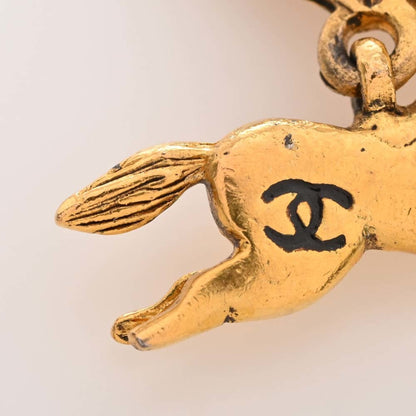 CHANEL horse here mark earrings gold ladies