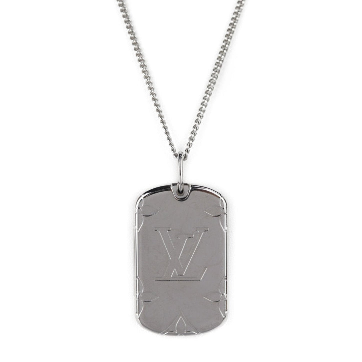 Louis Vuitton monogram locket necklace M62484 metal silver pendant