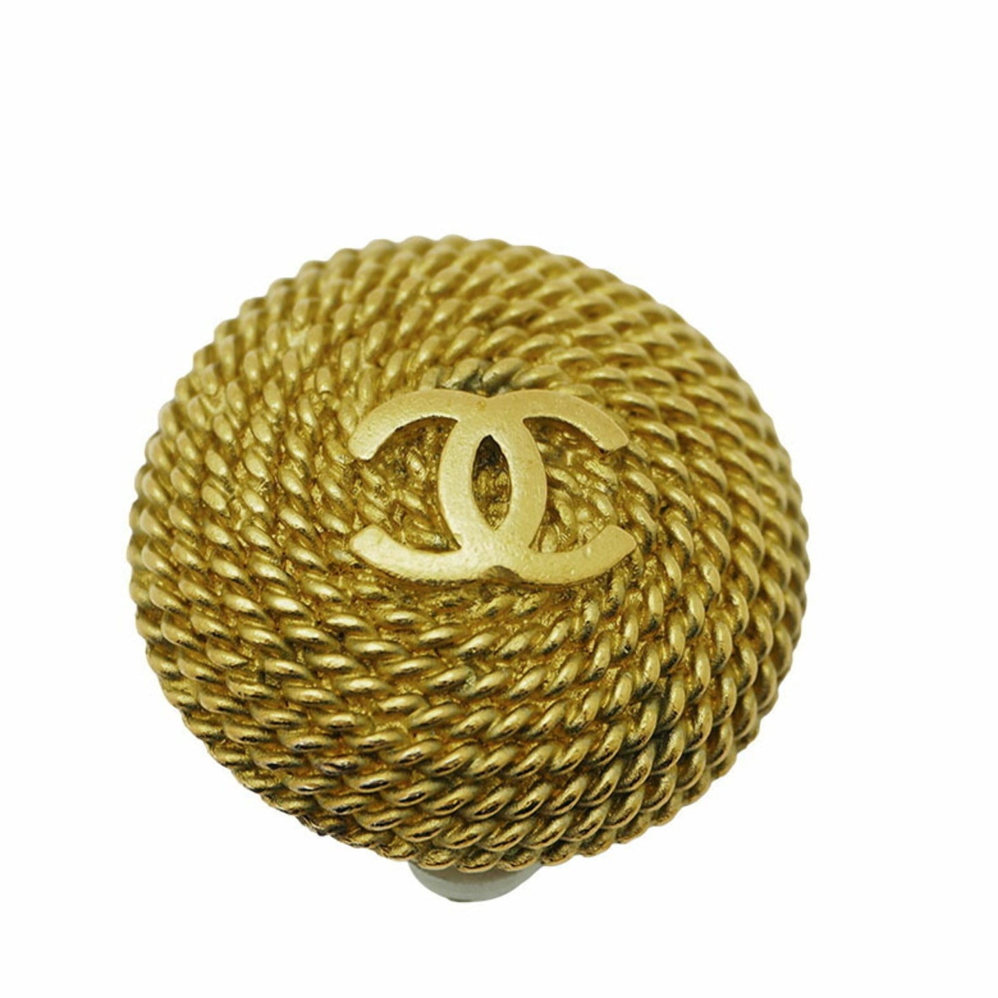 CHANEL Round Coco Earrings 95P Gold Chain Rope