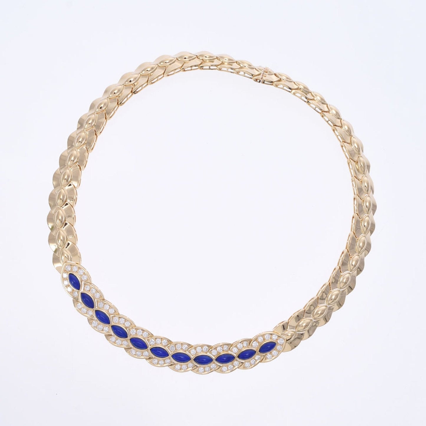 CHRISTIAN DIOR Diamond Lapis Lazuli Women's K18 Yellow Gold Necklace