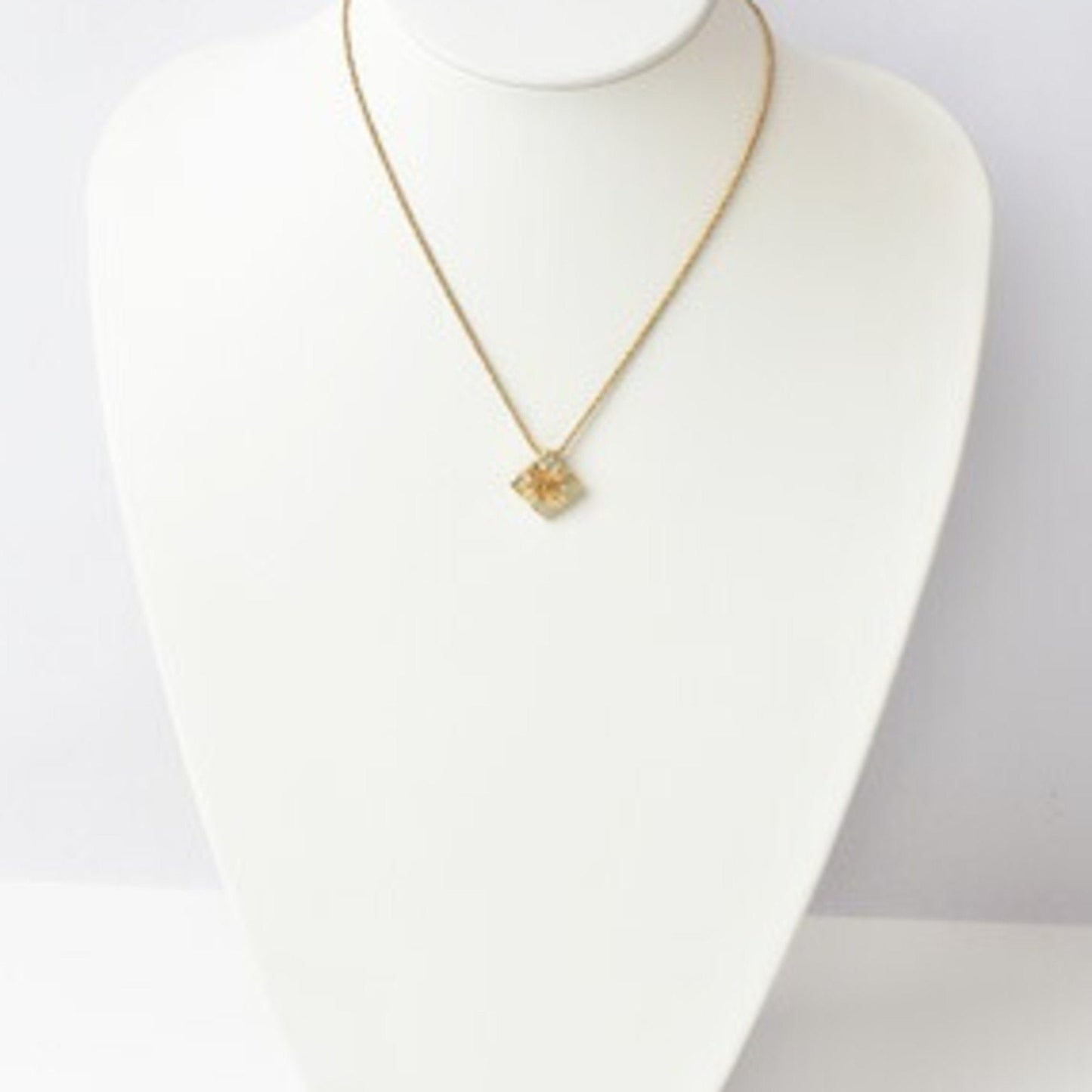 Christian Dior necklace rhinestone square gold