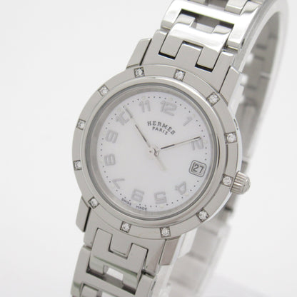 HERMES Clipper Nacre Diamond Wrist Watch Wrist Watch CL4.230 Quartz White White shell Stainless Steel diamond