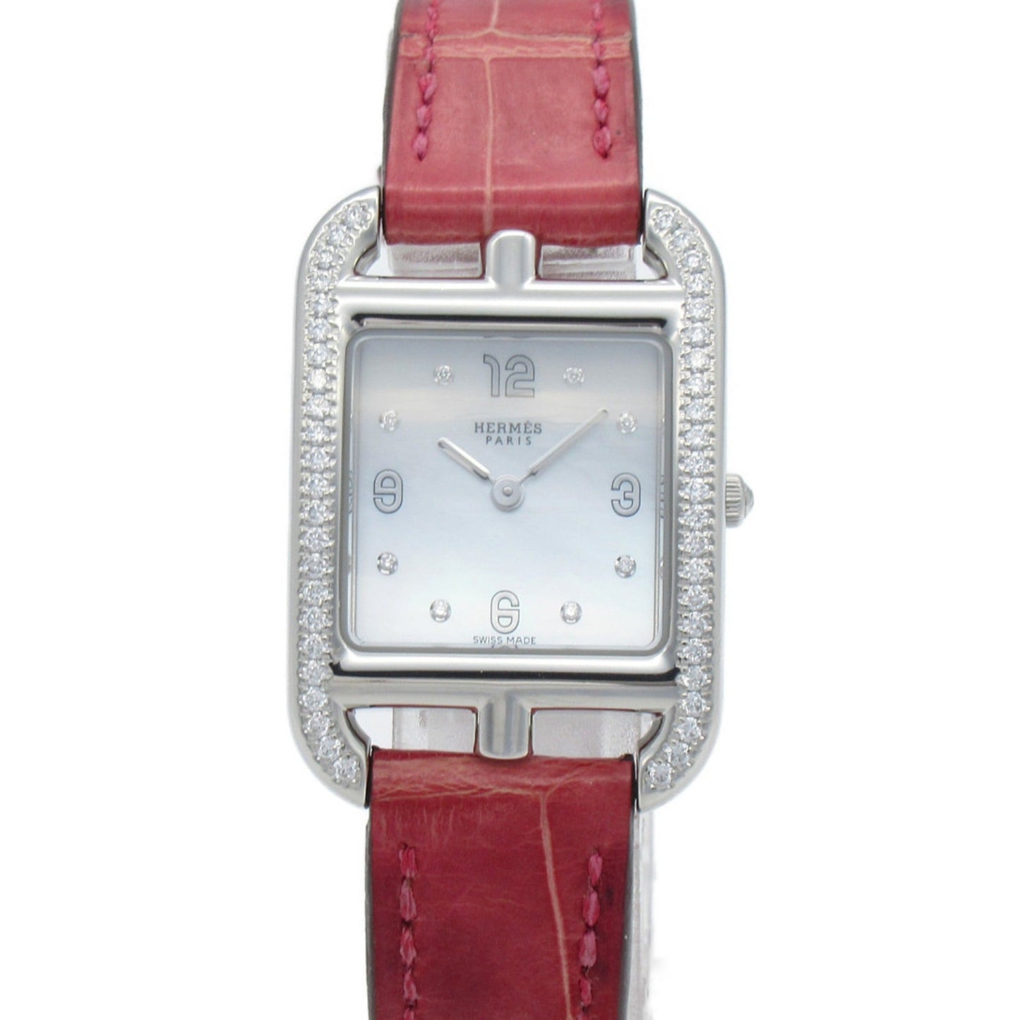 HERMES Cape Cod 8P diamond Wrist Watch watch Wrist Watch CC1.232 Quartz White White shell Stainless Steel Leather bel