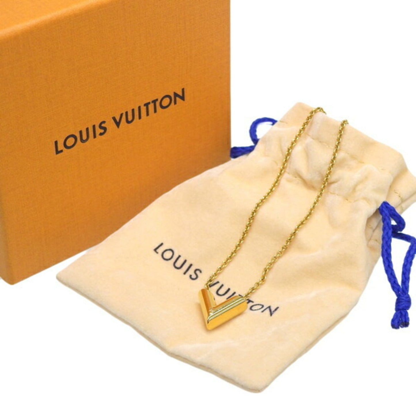 LOUIS VUITTON Essential V Necklace M61083 Gold Women's