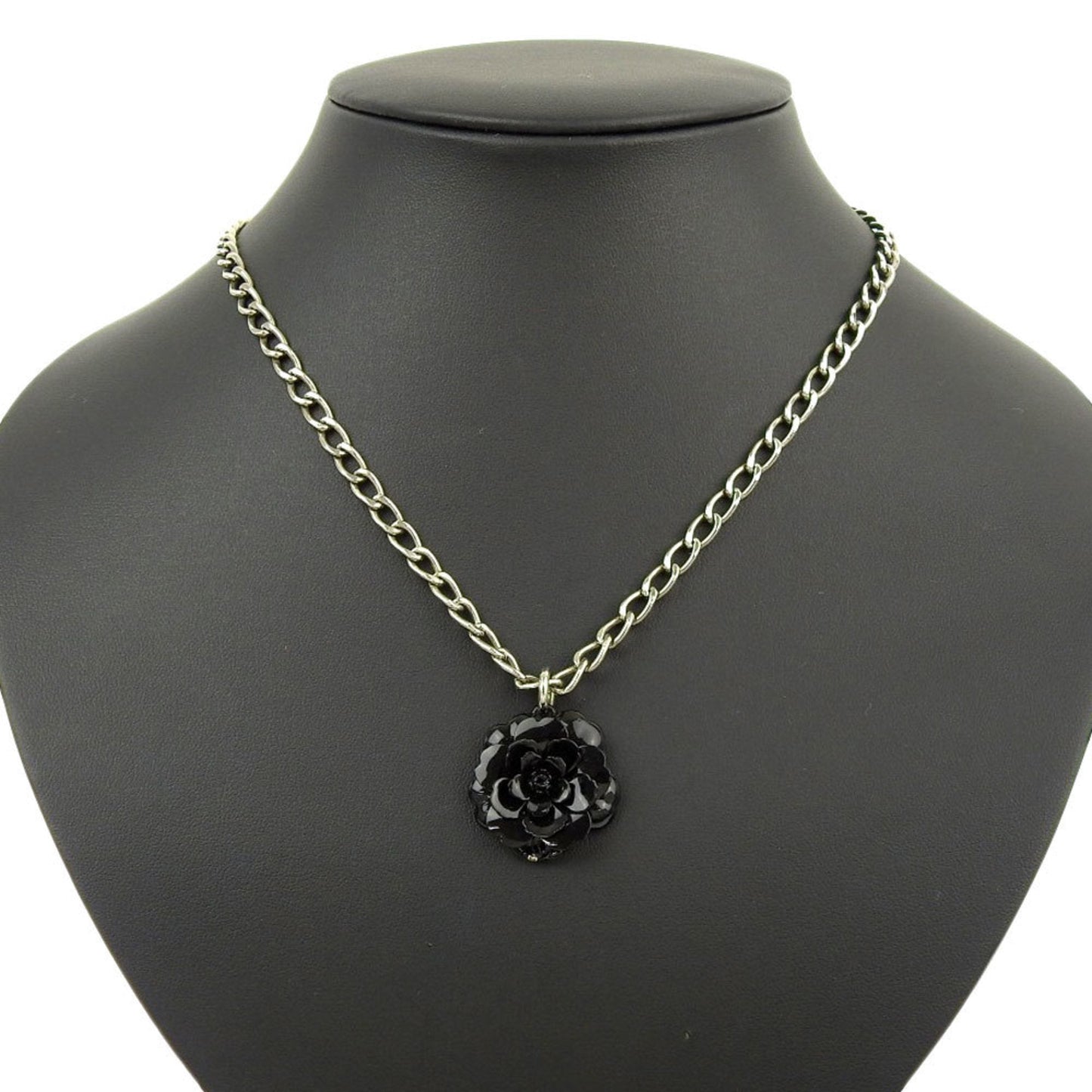 CHANEL necklace camellia here mark black