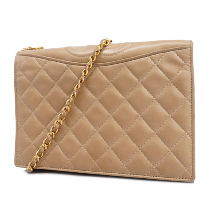 CHANEL   Matelasse Chain Shoulder Lambskin Women's Leather Shoulder Bag Beige