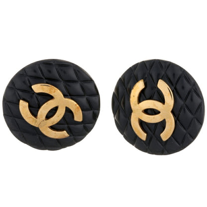 Chanel Matrasse Coco Mark Women's Earrings GP Black